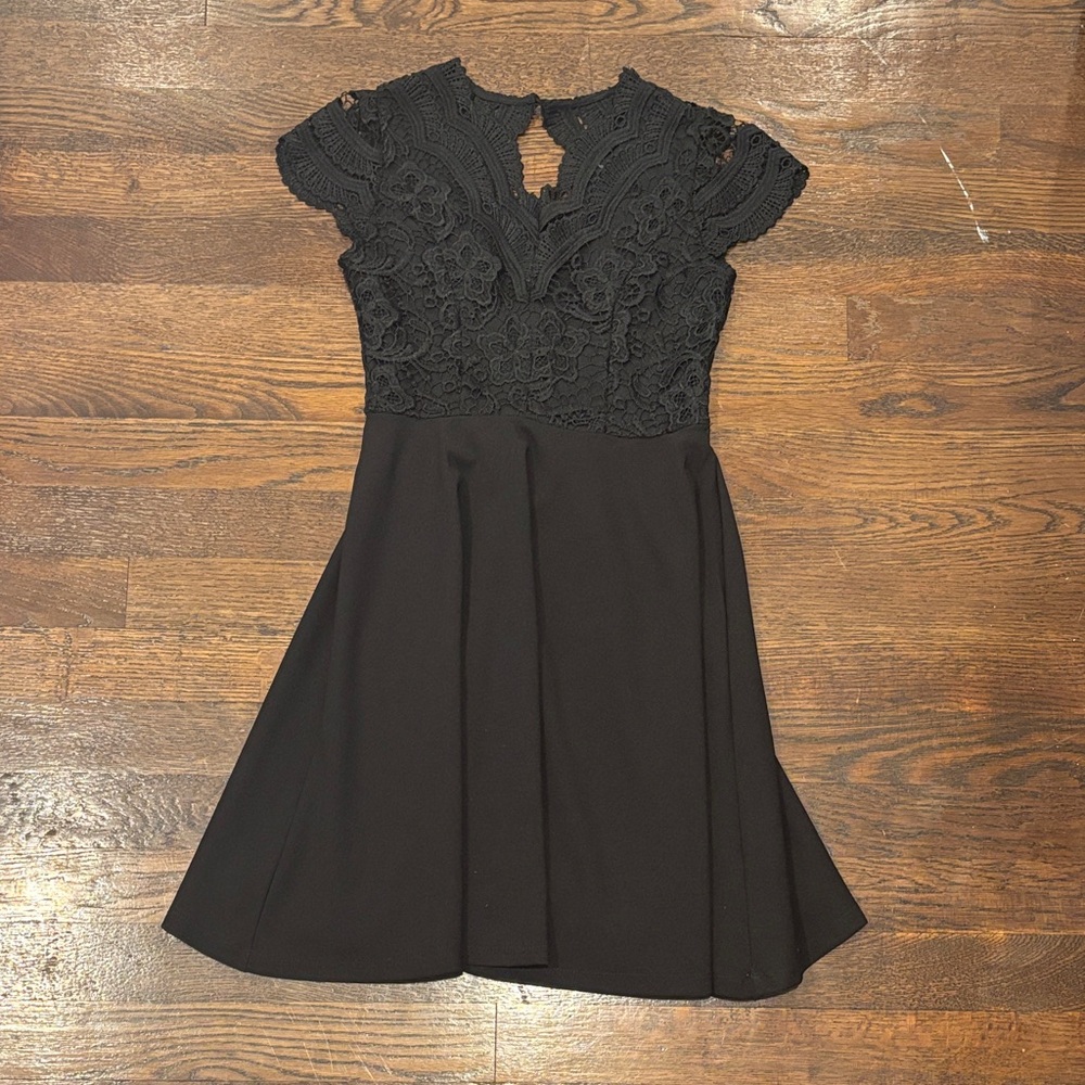 Rare Editions Black Lace Formal Dress